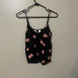 Floral Black and Pink Camisole